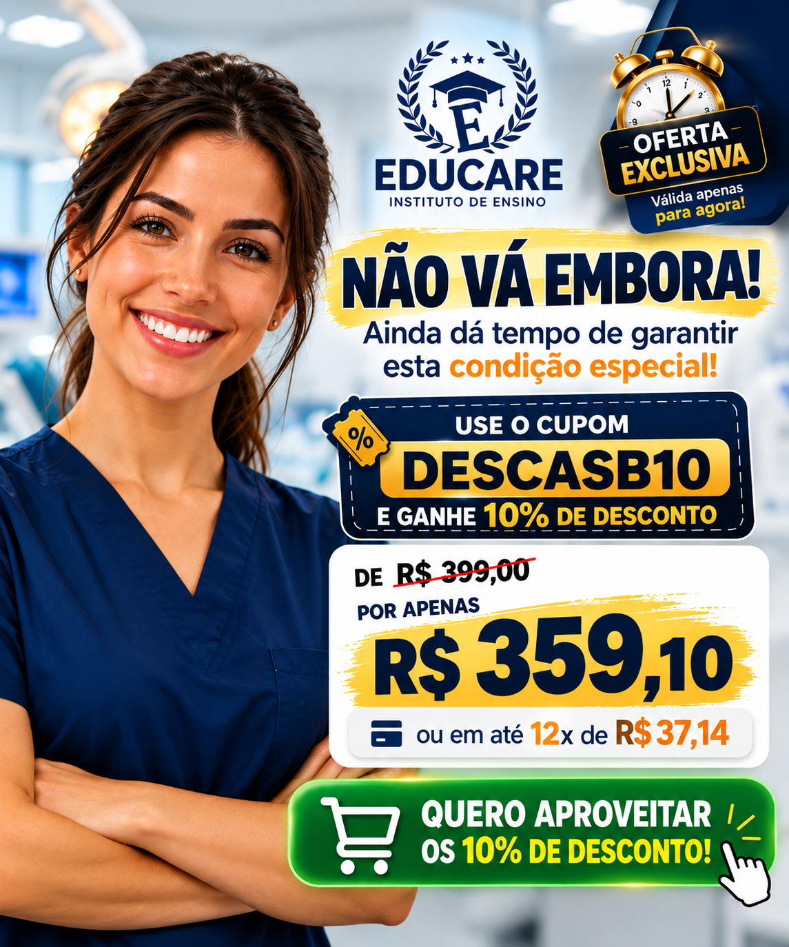 Oferta especial Curso Auxiliar de Saúde Bucal EDUCARE